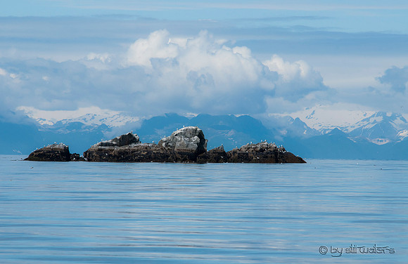 Uganik Bay looking across the Sekilof Inlet to Katmai Nation Park, mountain range